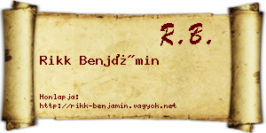 Rikk Benjámin névjegykártya